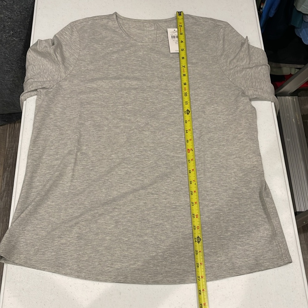 NEW Pure J Jill WOMENS LARGE PETITE Gray Stretch Long-Sleeve Shirttail Tee Shirt - Picture 10 of 16